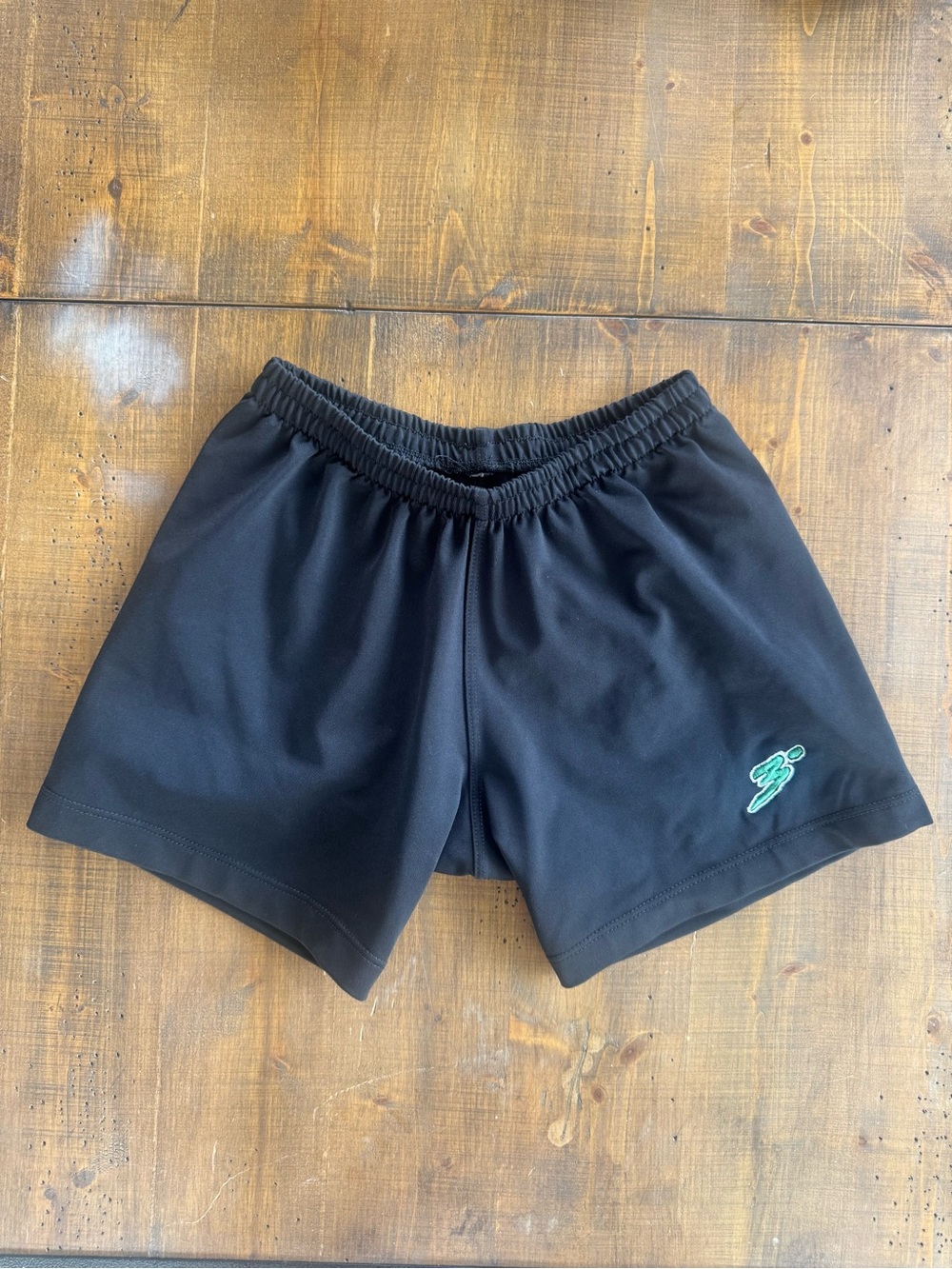 Women's Black Athletic Shorts with Teal Accent